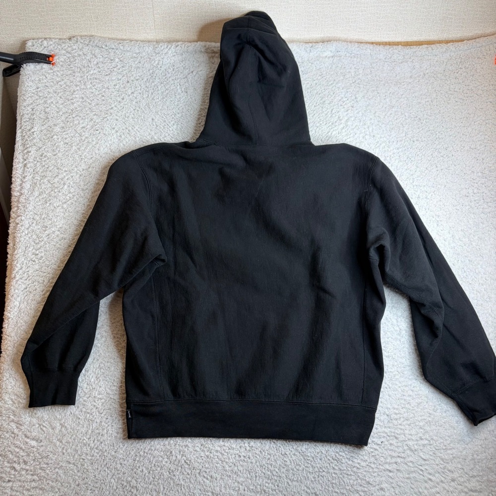 Supreme Script Logo Hooded Sweatshirt Black FW24 Mens Large Hoodie Embroidered - Picture 7 of 10